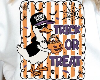 Halloween Goose Trick or Treat PNG: Spooky Boy Design (Digital Download)