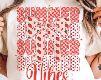 Strawberry Summer Vibes PNG: Preppy Coquette Design (Digitaler Download)