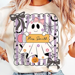 Benutzerdefinierte Halloween Lehrer Png, Preppy Gruselige Lehrer, Halloween Png, Lehrer Geist Png, Gruselige Saison Png, Retro Lehrer Halloween, Kokette