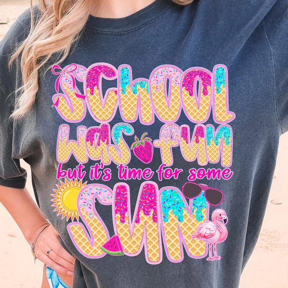 Teacher Summer Break PNG: Waffle Ice Cream Drip (Digital Download)