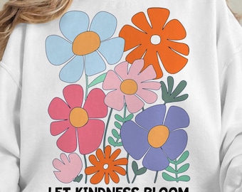 Boho Floral PNG: Let Kindness Bloom, Retro Flower (digitale download)