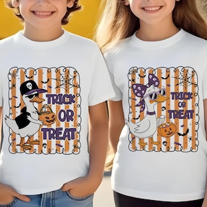 Halloween Goose Trick or Treat girl and boy Png, Halloween Silly Goose Png, Boy Halloween Goose PNG, Girl Halloween Goose, Kids Halloween