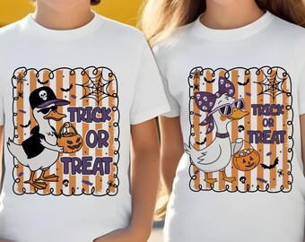 Halloween Goose Trick or Treat PNG: Girl and Boy Goose Clipart (Digital Download)