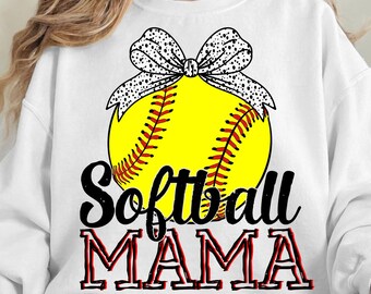Softball Mama PNG: Coquette Bow, Game Day Shirt (Digital Download)
