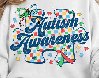 Checkered Autism Awareness Puzzle Piece PNG (Digital Download)
