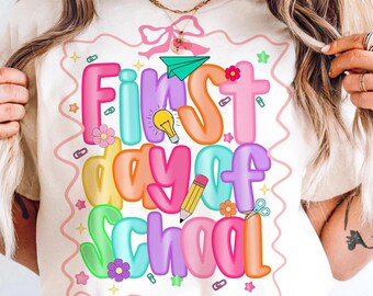 Preppy Coquette Teacher PNG: First Day of School Shirt Design (Digital Download