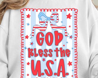 Patriotic Coquette PNG: God Bless USA, rood wit blauw (digitale download)