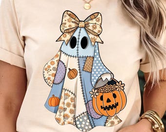 Retro Halloween-spook, png-bestand: griezelig patchworkontwerp (digitale download)