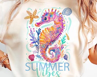 Watercolor Seahorse PNG, Summer Vibes Coastal Design (Digital Download)