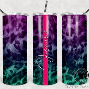 Personalized Stainless Steel 20oz. Tumbler with metal straw - bright animal print