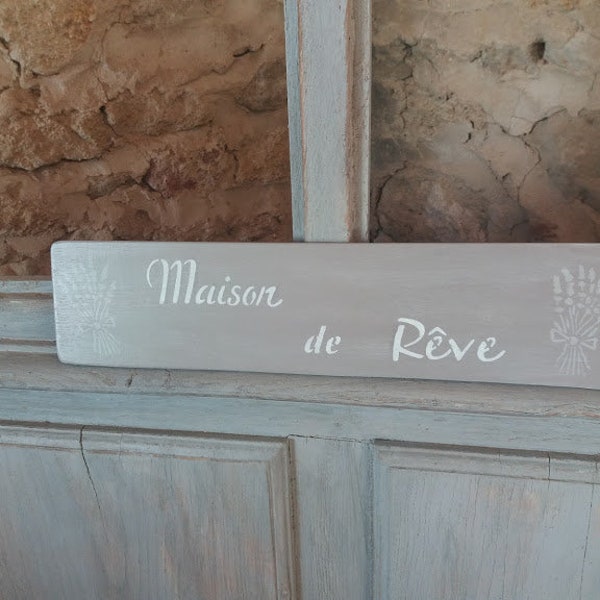 Plaque décorative en bois "Maison de rêve"