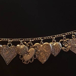 Heart Bracelet Handmade Vintage Victorian Recycled Steampunk Fashion & Costume jewelry SILVER tone Free shipping eligible