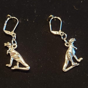 Dinosaur earrings.  Handmade. Recycled up-cycled vintage Victorian Unique costume and fashion  jewelry.  See listing for bracelet to match