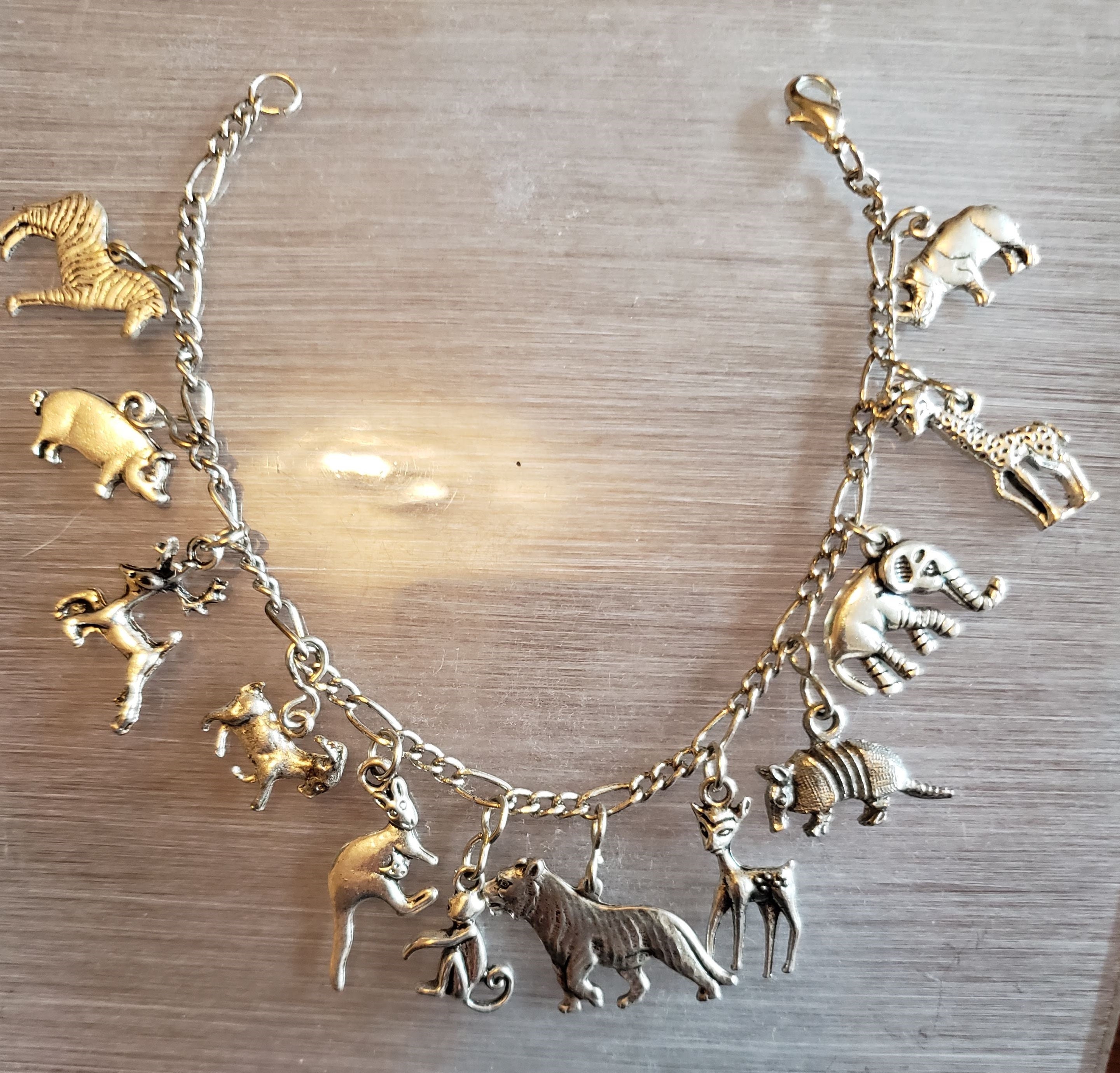 Diamond Animal Gold Charm Bracelet