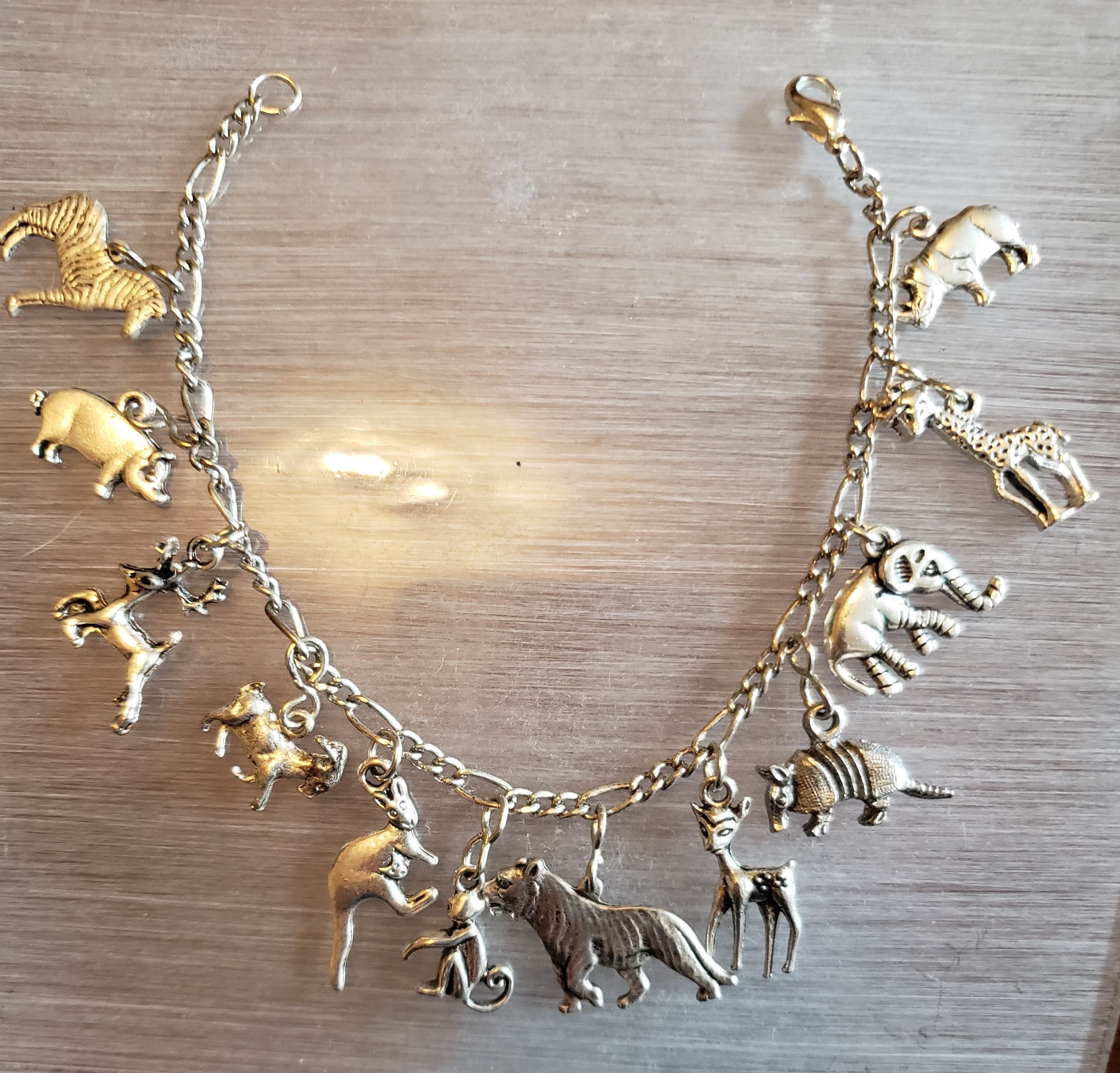 Animals Charm Bracelet Handmade Vintage Recycled Victorian