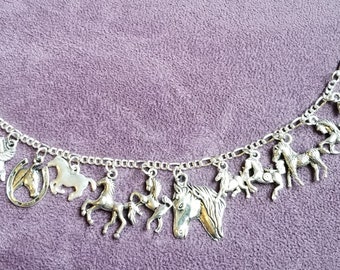 Horse/pony bracelet Handmade vintage Victorian recycled costume and fashion jewelry with 12 unique charms. Free shipping eligible.