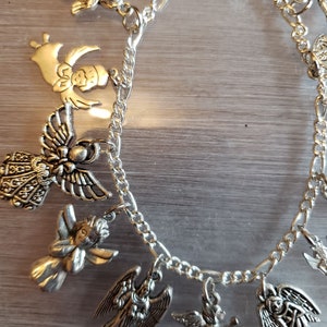 Angel Bracelet Handmade Victorian Vintage Recycled Costume and Fashion jewelry with 12 unique and different charms. Free shipping eligible. image 2
