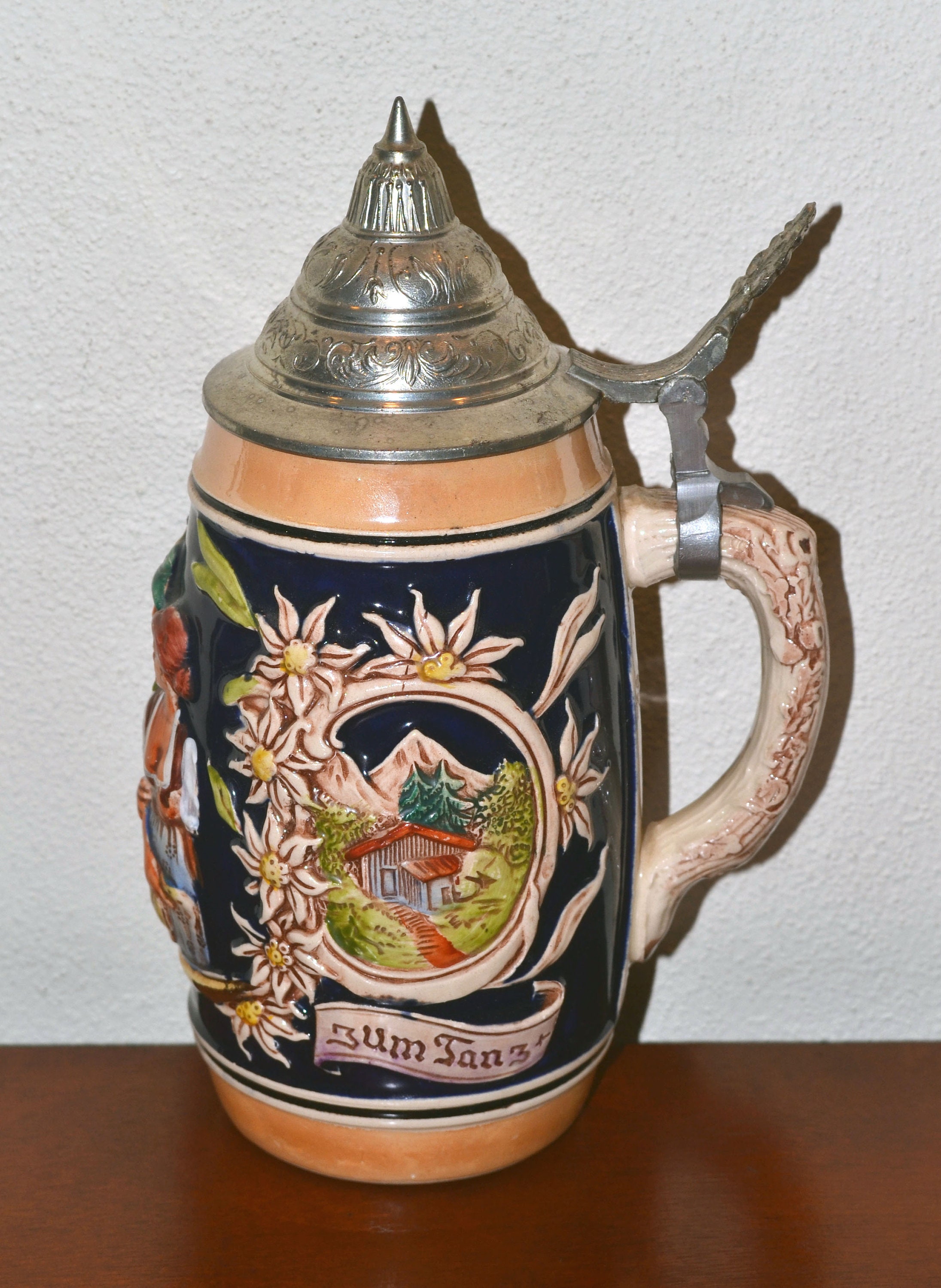 Vintage Lidded Beer Stein Made In Germany With Pewter Lid Etsy