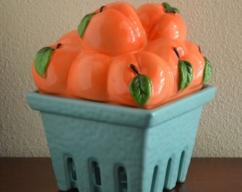 Panier de fruits en céramique HomeWorx by Harry Slatkin avec bougie parfumée à la pêche