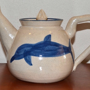 Dolphin Teapot by Sonny Fletcher North Carolina Pottery Signed and Dated 1994