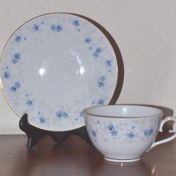 Vintage Arzberg Blue Flowers Tea Cup & Saucer "Vergissmeinnicht" or Forget Me Not