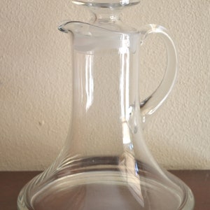 Decantador de vidrio con tapón de vidrio, estilo vintage, de peso pesado, transparente y cónico