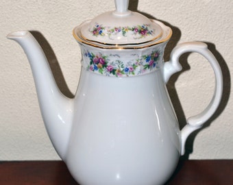 Thoune 1777 Carlsbad porcelaine Pot de café, Design Floral, bordure dorée