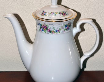 Thun 1777 Carlsbad Porcelain Coffee Pot, Floral Design, Gold Trim