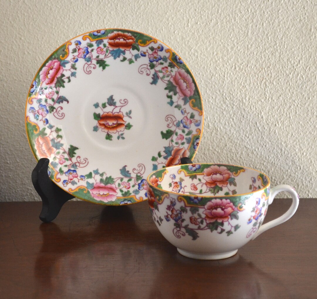 Vintage Allerton Old English Bone China Teacup & Saucer in Roseville