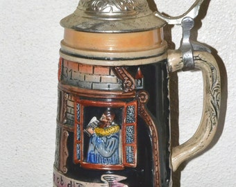 Chope à bière allemande peinte à la main : Corzelius, Rothernburg ob d.T.