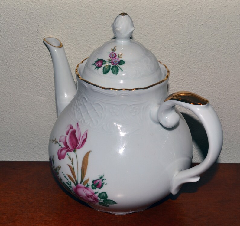 SCHUMANN ARZBERG Bavaria Germany Vintage Pink Floral Teapot 42 Etsy
