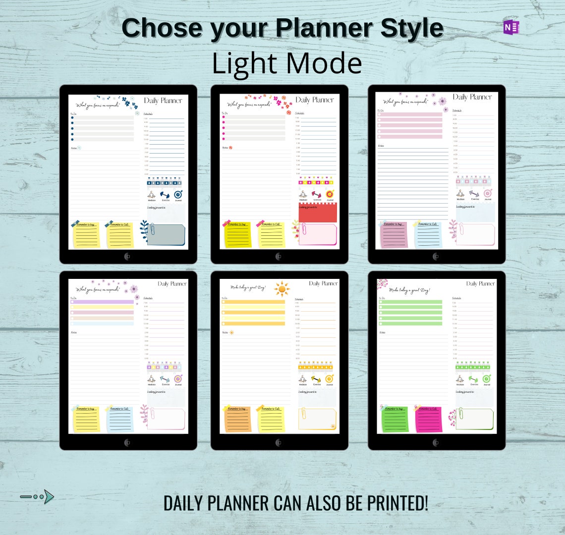 Digital Daily Planner Templates for Microsoft Onenote pink & Green Digital Daily Planner Templates for Microsoft Onenote pink & Green