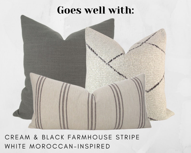Medium Grey Woven Pillow Cover // hand made home, charcoal gray textured throw pillow, minimalist modern decorative pillow image 4