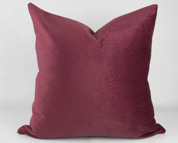 Burgundy Wine Textured Velvet Pillow Plum Velvet Textured Throw Pillow Wine