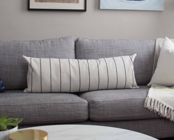 Cream Black Striped Textured Long Lumbar Pillow Cover Etsy