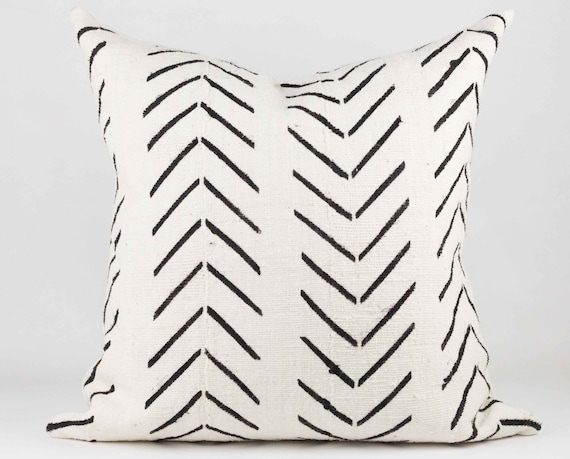 Cream Black Chevron Mudcloth Pillow Cover Etsy