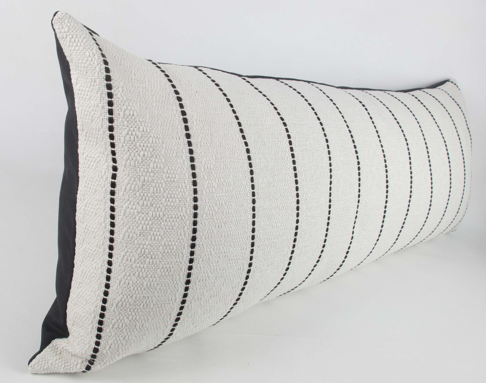 Cream & Black Striped Textured Long Lumbar Pillow Cover With Etsy