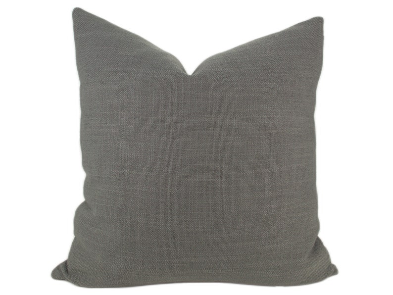 Medium Grey Woven Pillow Cover // hand made home, charcoal gray textured throw pillow, minimalist modern decorative pillow image 1