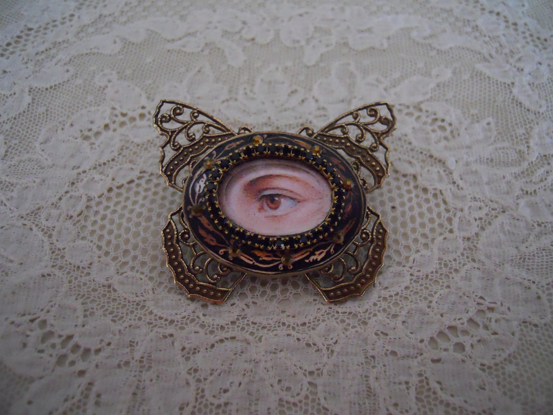 Lover's Eye Brooch Antique Inspired Antiqued Gold Etsy