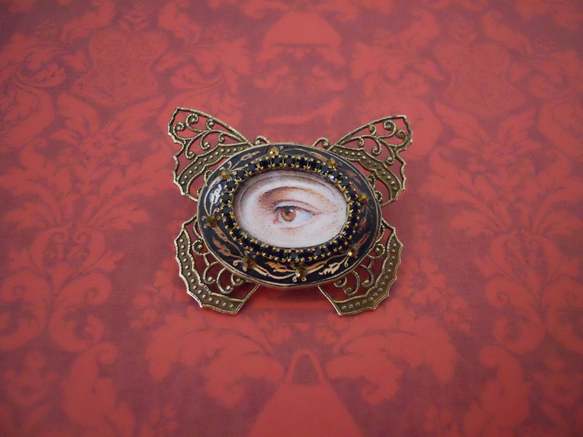 Lover's Eye Brooch Antique Inspired Antiqued Gold Etsy