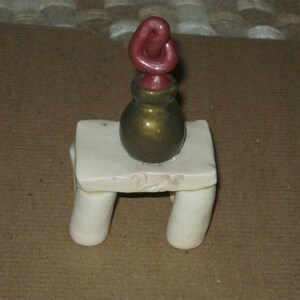 Miniature Beige Table With Miniature Artwork