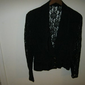 Vintage Evening Black Dress Jacket With Lace Sleeves