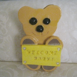 Osito de peluche marrón claro Bienvenido Cartel de bebé Stand Up Decor