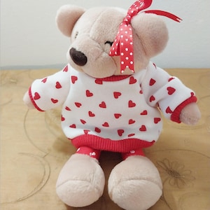 Vintage Hallmark Small Red Hearts Girl Teddy Bear