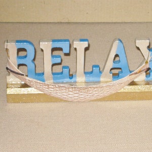 Decorative Light Blue and White Wood Relax Stand With Canvas Hammock