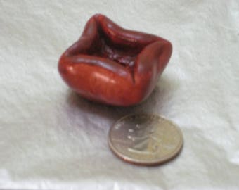 Miniature deep burgundy wash folded sides bowl design
