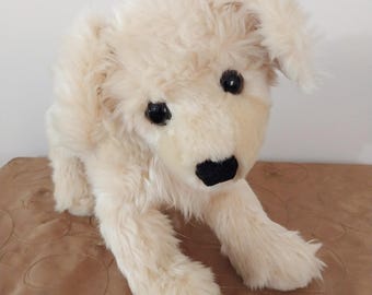 Vintage Large Stuffed Cream Colored Dog