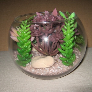 Glass Terrarium With Artificial Flowers