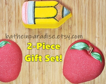 Apple & Pencil Bath Bomb Set | Teacher Appreciation Gift