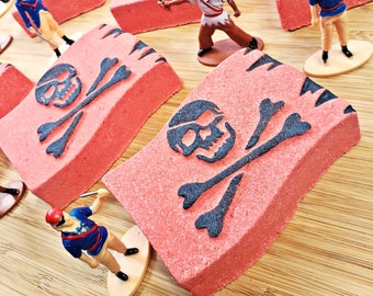 XL Pirate Flag Bath Bomb with Surprise Toy Inside Jolly Roger Pirate Party Favor Gift